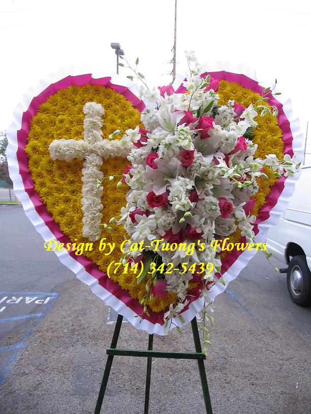 Cat Tuong Flowers Orange County Santa Ana Funeral Arrangement Cross