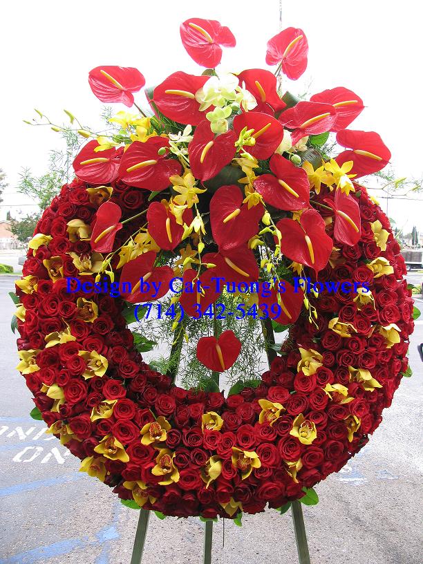 Cat Tuong Flowers Orange County Santa Ana Funeral Arrangement Wreaths