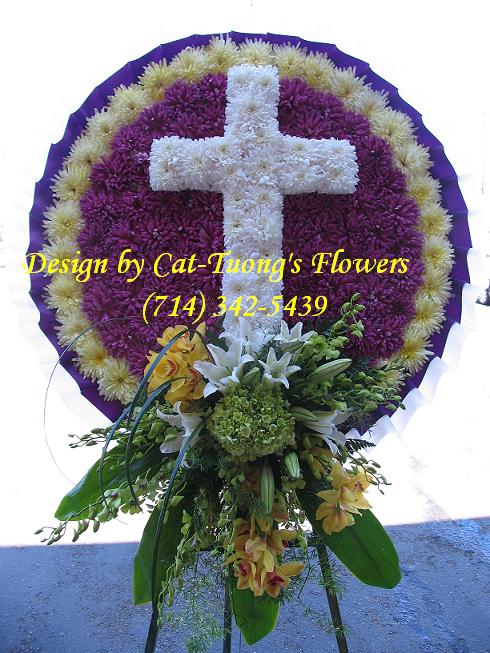 Cat Tuong Flowers Orange County Santa Ana Funeral Arrangement Wreath