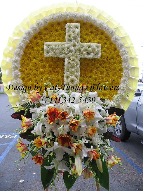 Cat Tuong Flowers Orange County Santa Ana Funeral Arrangement Cross