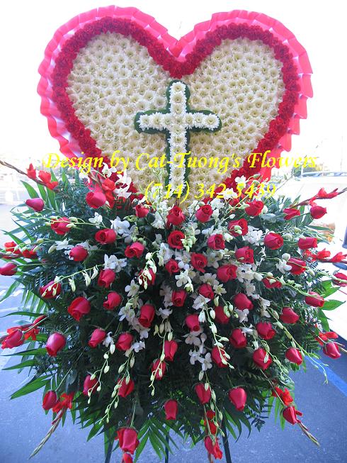 Cat Tuong Flowers Orange County Santa Ana Funeral Arrangement Cross