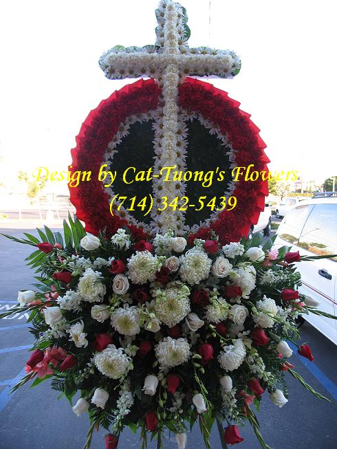 Cat Tuong Flowers Orange County Santa Ana Funeral Arrangement Cross