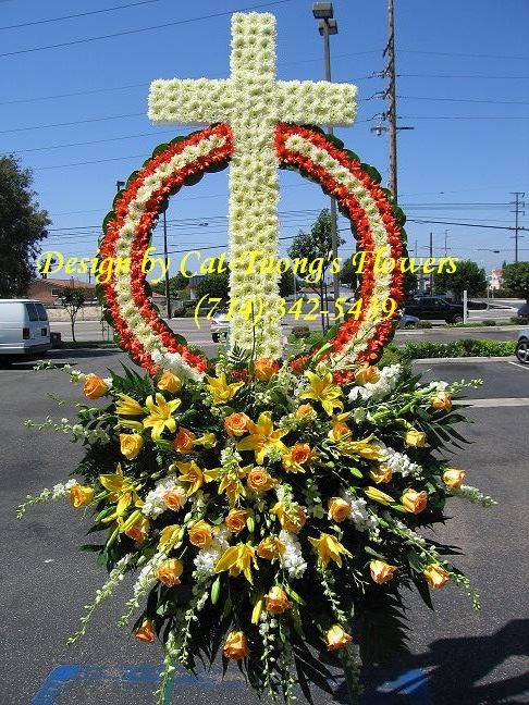 Cat Tuong Flowers Orange County Santa Ana Funeral Arrangement Cross