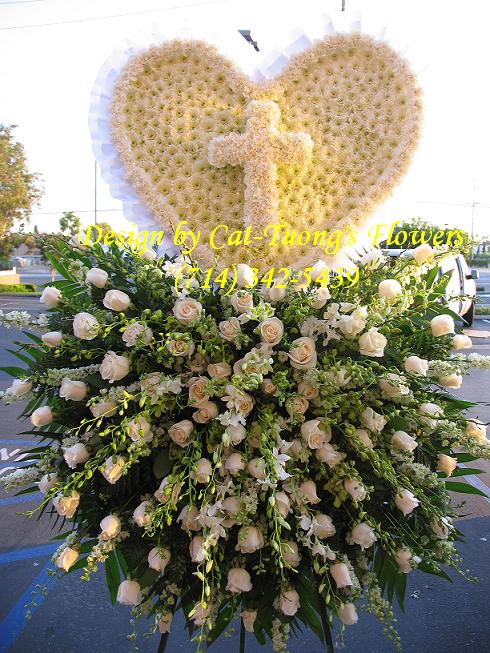 Cat Tuong Flowers Orange County Santa Ana Funeral Arrangement Cross