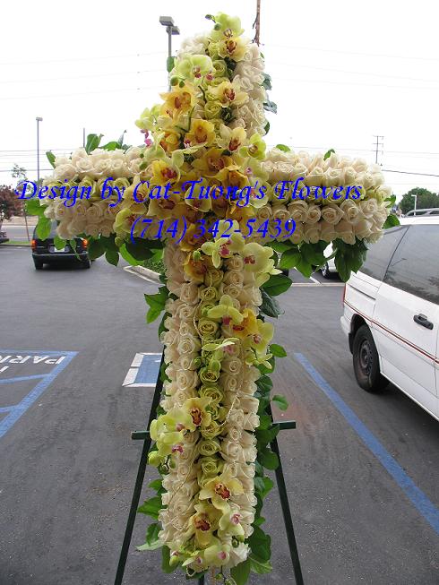 Cat Tuong Flowers Orange County Santa Ana Funeral Arrangement Cross