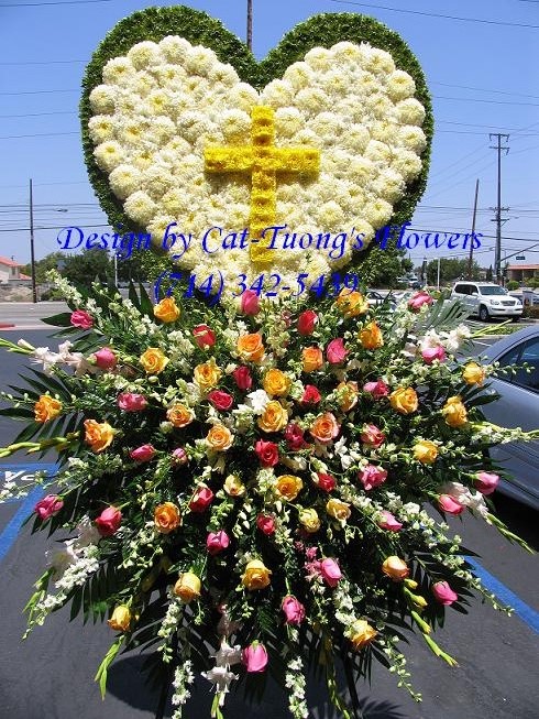 Cat Tuong Flowers Orange County Santa Ana Funeral Arrangement Cross