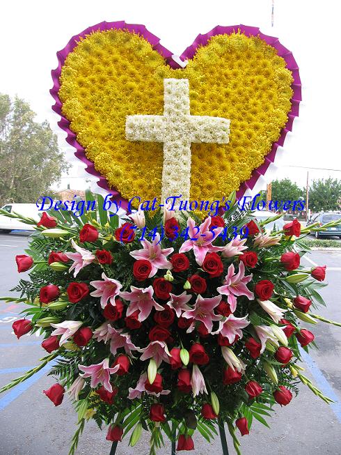 Cat Tuong Flowers Orange County Santa Ana Funeral Arrangement Cross